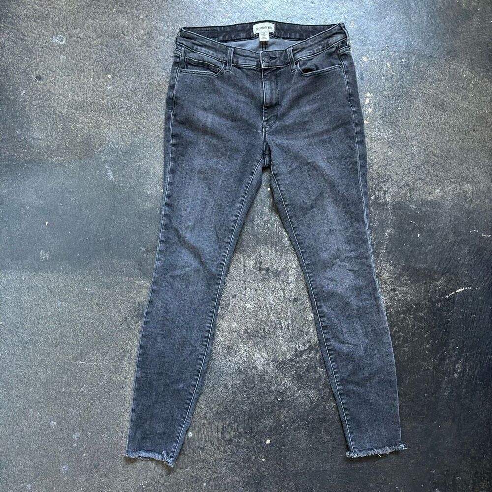 Good Threads Women's Whiskering Frayed Hem Jeans Black Size Large / 30